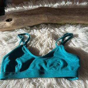Teal bombshell sports bra